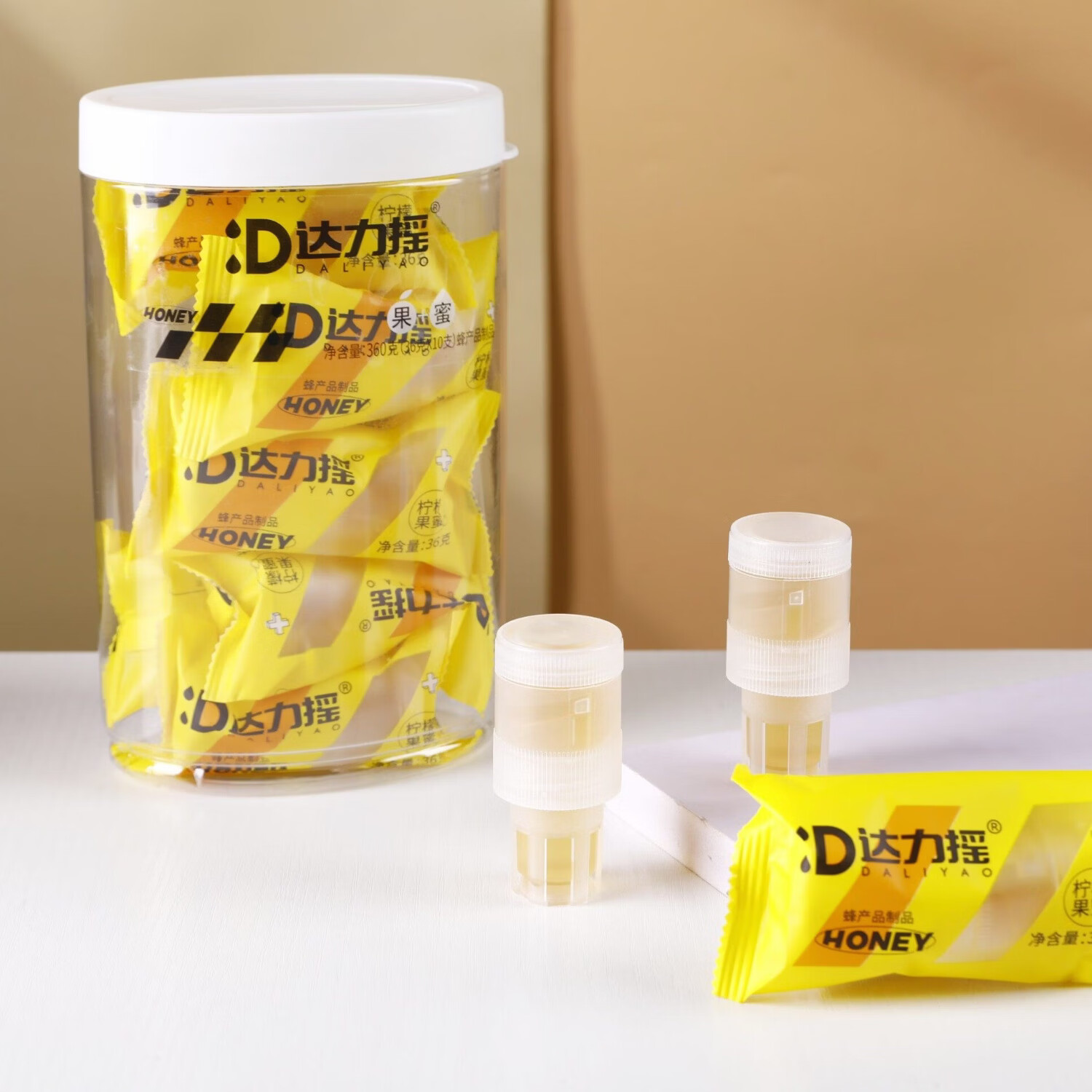 达力摇蜂蜜饮料柠檬小青柑百香果姜汁多口味便携式蜂蜜盖36g*10  蜂蜜盖36g*10【柠檬味】