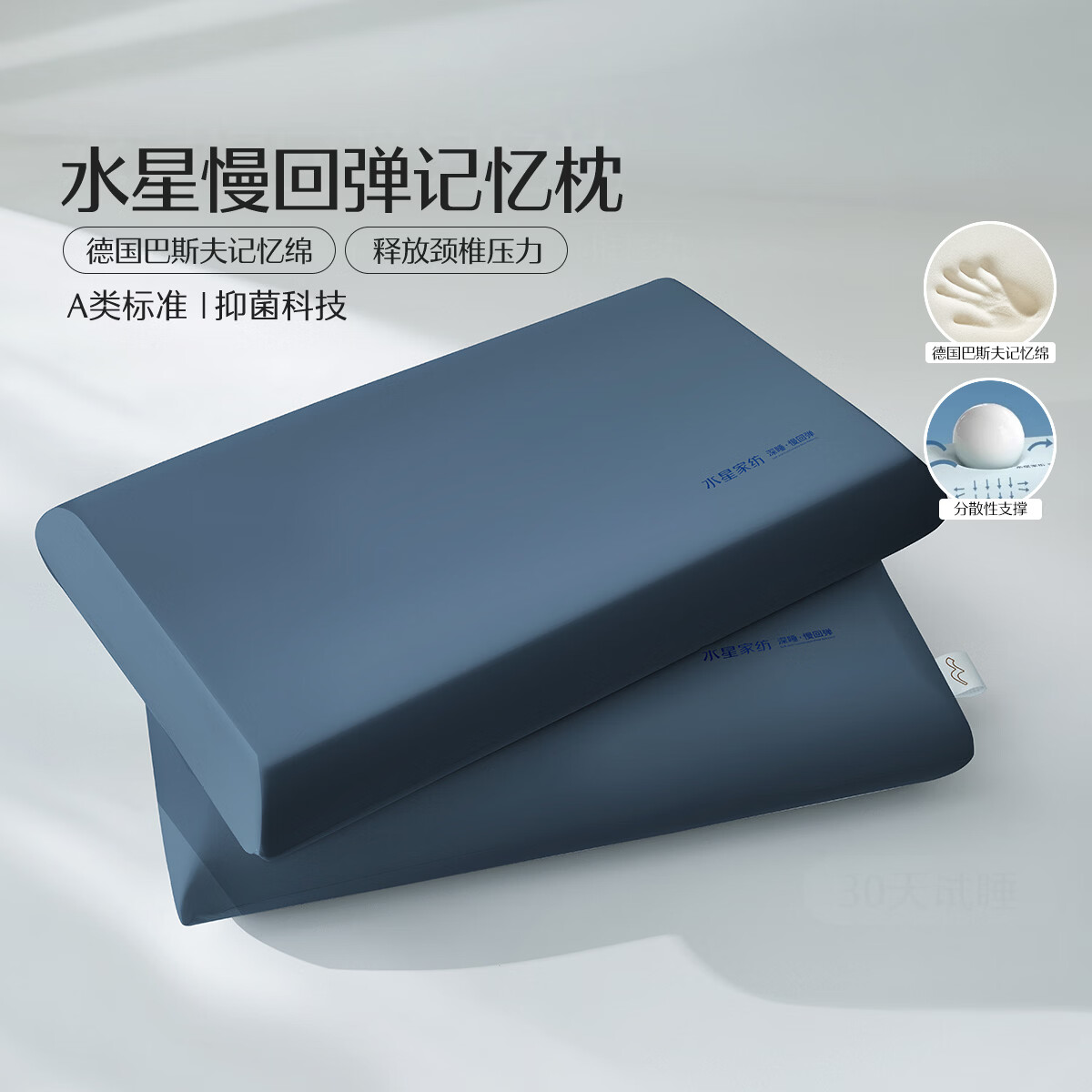 水星家纺深睡·云享慢回弹记忆枕Pro 单只 中枕 10cm