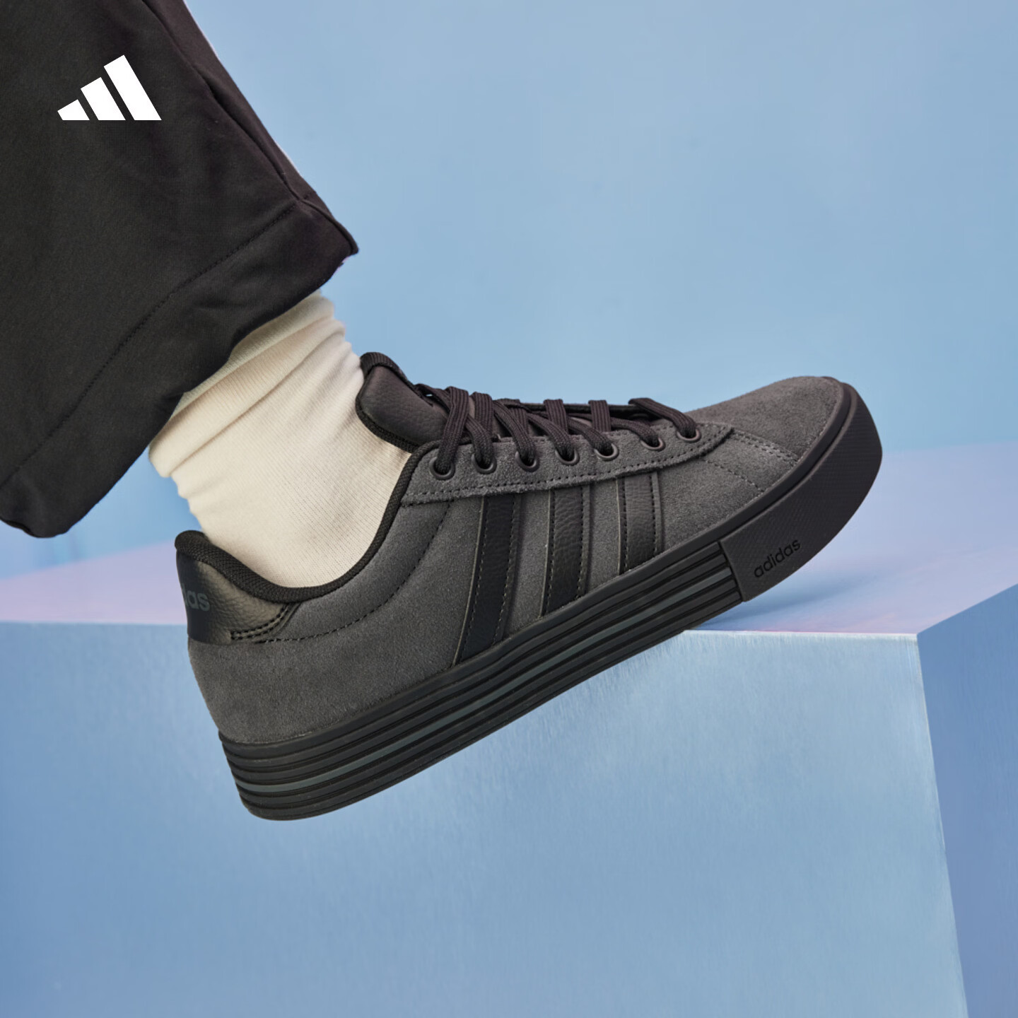 adidas DAILY 4.0复古百搭休闲帆布鞋男女阿迪达斯官方轻运动 黑色/碳黑   42  