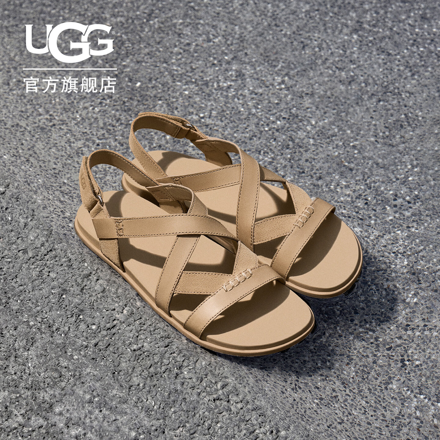 UGG夏季新款女士舒适时尚纯色平底露趾休闲人字绑带款凉鞋1178851 MDSD | 芥菜籽色 39 鞋款偏小，建议拍大一码