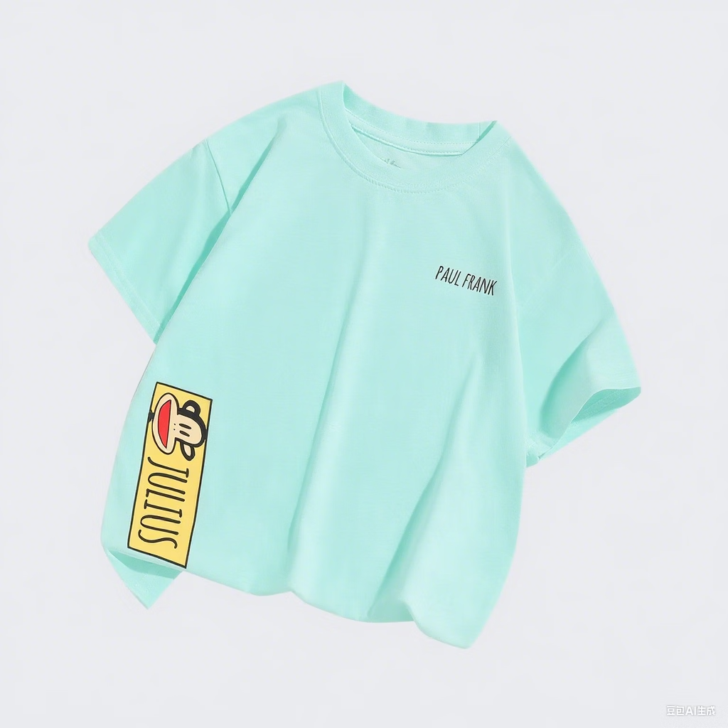 大嘴猴（paul frank）童装儿童短袖T恤2025款男女童宽松舒适休闲纯棉中大童上衣 9AF克莱茵蓝 160