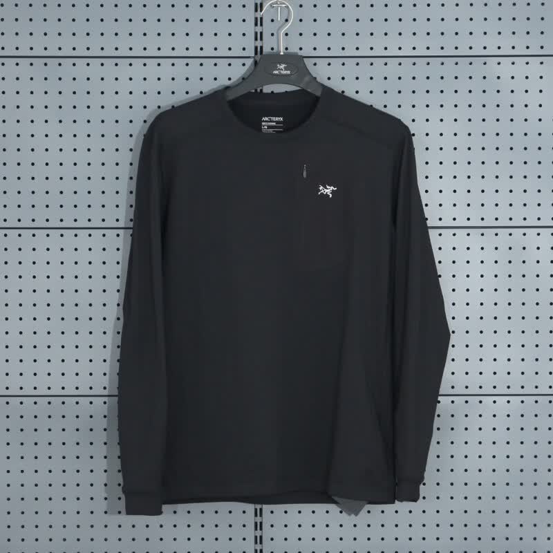 始祖鸟（ARC'TERYX）现货Arcteryx始祖鸟Rho LT抓绒圆领微绒T恤长袖男款卫衣外套 黑色_圆领_Rho_LT S_国内现货_假一赔万