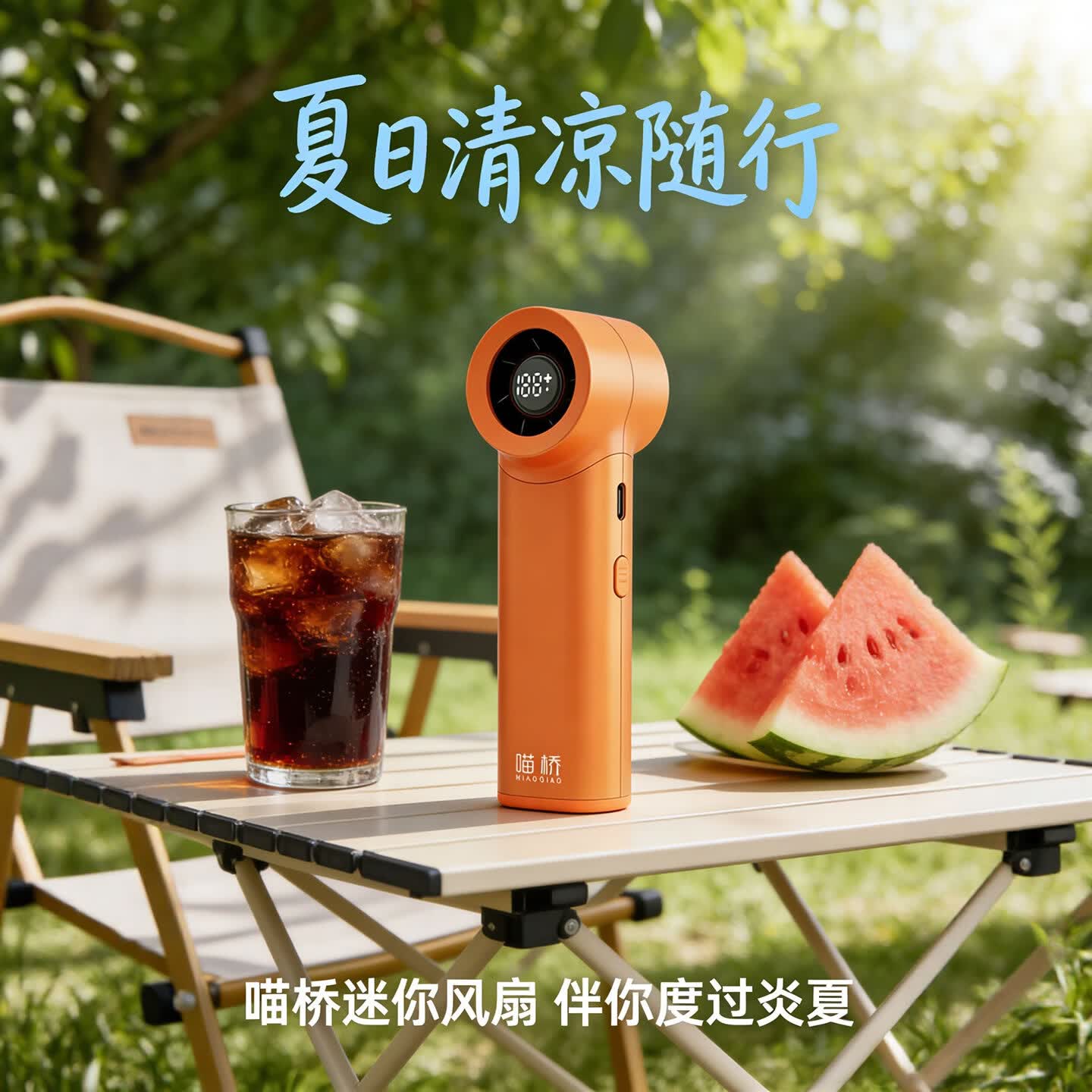 喵桥手持高速风扇G03铝合金版迷你便携式户外纳凉电风扇充电随身 星宇橙