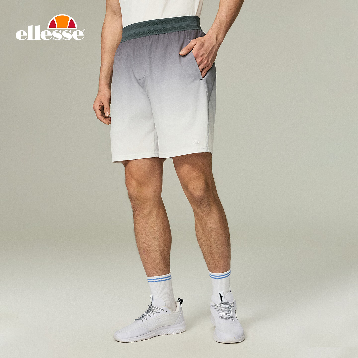 ellesse小贝壳26春夏新品网球裤轻薄透气防泼水运动渐变短裤男 满印 M