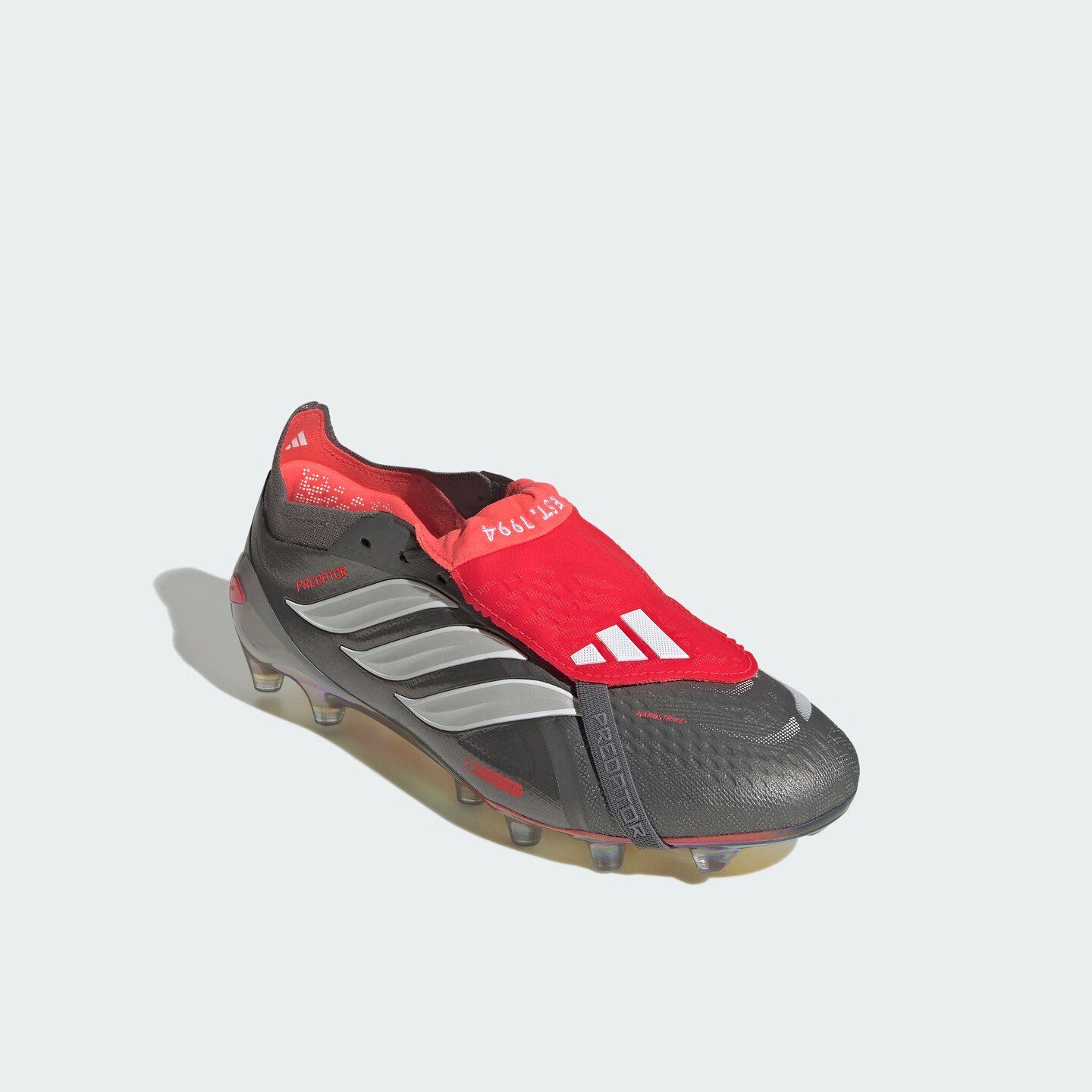 adidas PREDATOR ELITE FT AG人草短钉翻折鞋舌款足球鞋阿迪达斯 亮金属铁灰/白色/亮红(推荐选大半码) 41