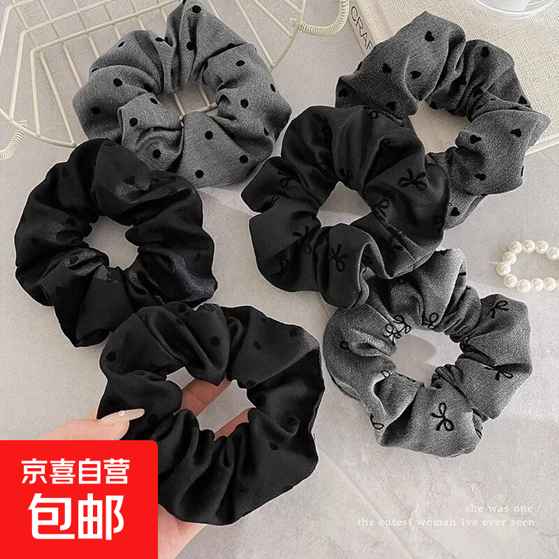 气质蝴蝶结波点大肠发圈女扎丸子头发绳高弹力耐用橡皮筋头绳发饰 大肠发圈【小蝴蝶】4个装