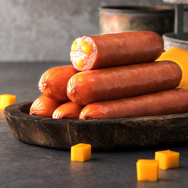 尊乐香肠尝鲜原味/蜜汁/车达芝士纯肉烤肠早餐火腿片烧烤空气炸锅食材 尊乐车达芝士香肠130g