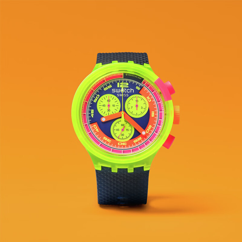 斯沃琪（Swatch）瑞士手表极速霓虹腕表考试表学生手表生日礼物男女运动手表腕表 【精美礼袋】极速霓虹 SB06J100