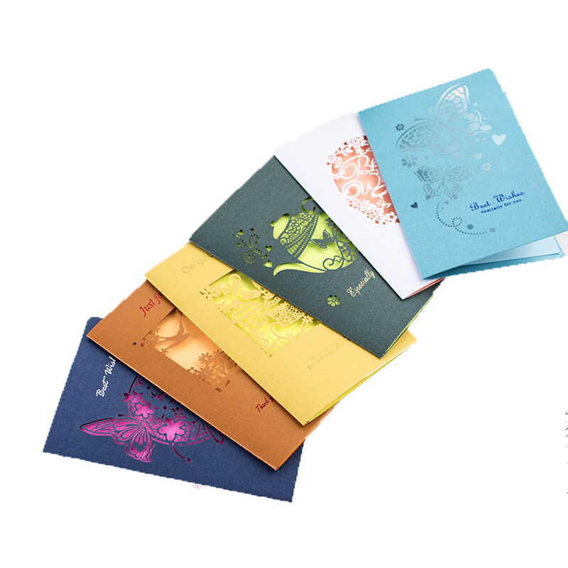 流鶯 創(chuàng)意節(jié)日賀卡生日禮品卡商務(wù)賀卡打印實(shí)用卡片炫彩鏤空祝福卡送老師送同學(xué)朋友定制明信片 六色隨機(jī)發(fā)貨