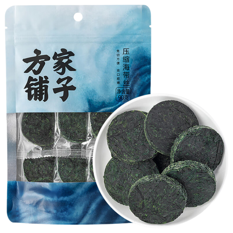 方家铺子中华老字号 压缩海带丝 高泡发非盐渍凉拌煲汤火锅食材 90g*2袋