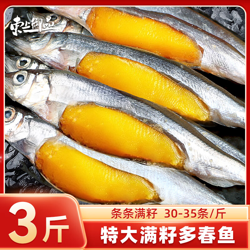 东上御品辽宁 满籽多春鱼净重3斤 L规格大号满籽 烧烤煎炸食材-源头直发