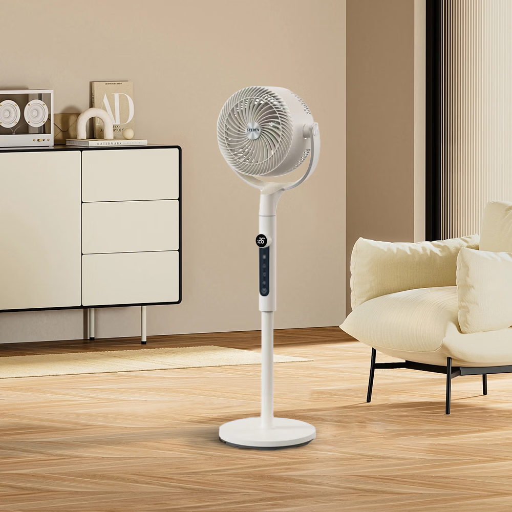 SEEDEN西点直流变频智能语音3D摇头带驱蚊香薰配置空气循环扇家用遥控触摸电风扇抗菌养宠轻音省电遥控扇 XD-2037FD【除毛/抑菌/循环+香薰驱蚊】