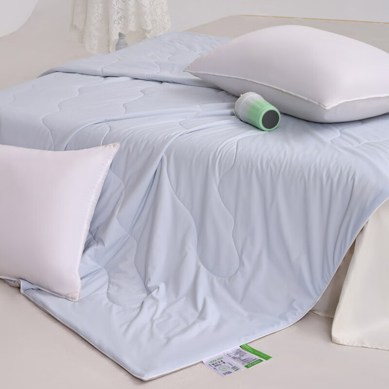 水星家纺夏季被子空调被夏凉被春夏新款大豆被单双人床上用品 雾凇蓝+幻影灰 200*230cm单夏被