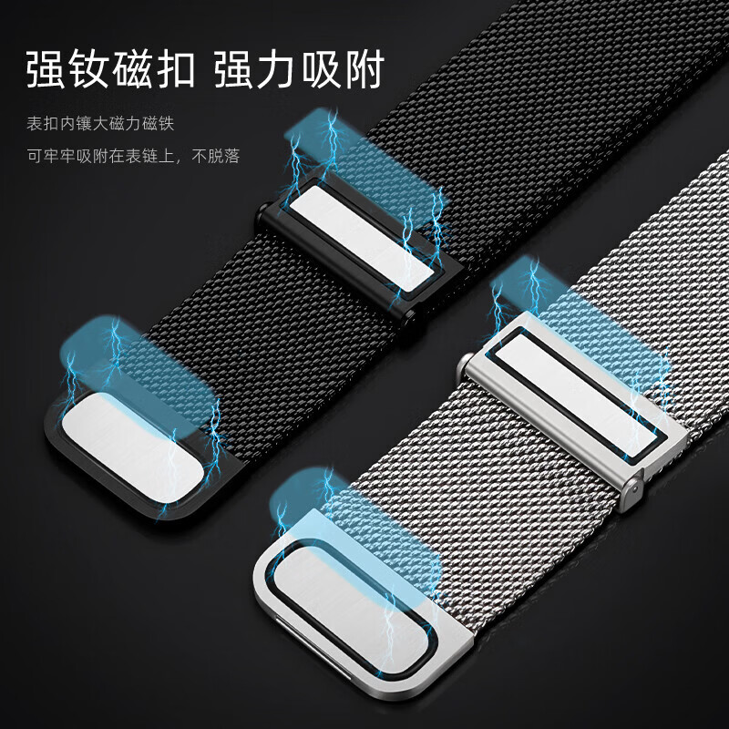 适用苹果applewatchs11新款s10手表SE表带iwatchs9米兰尼斯s8磁吸腕带智能表带运动男女替换配件 【双磁吸米兰尼斯】玫瑰粉 iwatch10/11代【46MM表盘】