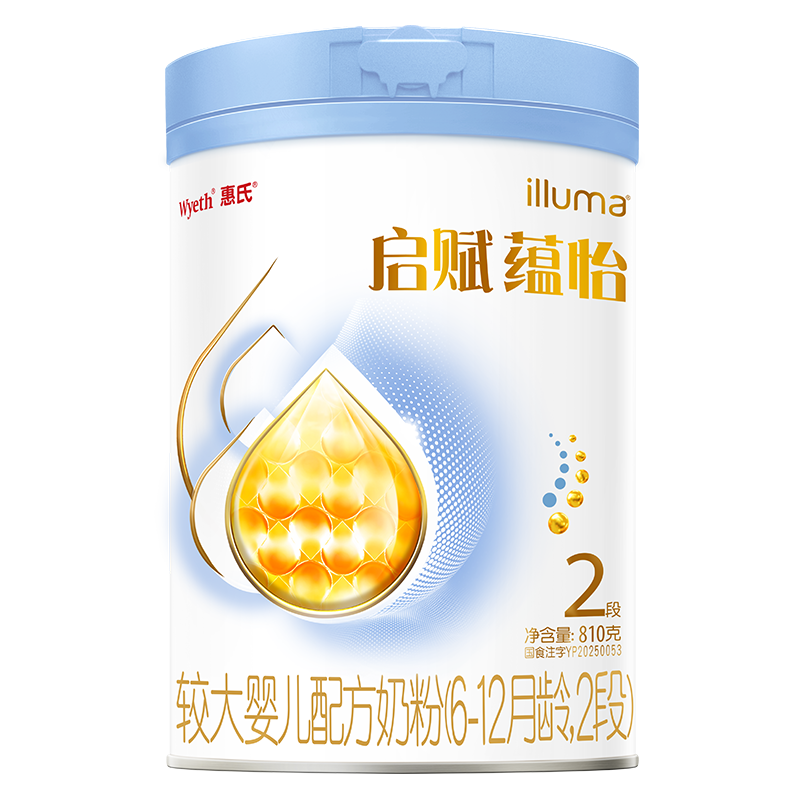 惠氏（Wyeth）【蓝钻升级】启赋蕴怡2段国标顶配HMO较大婴儿配方奶粉810g