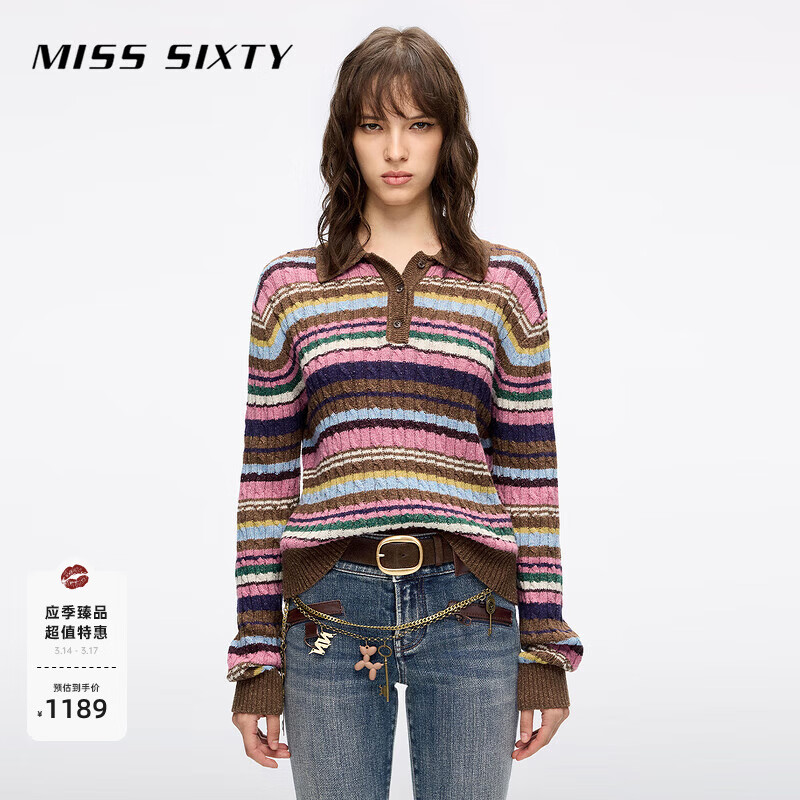 MISS SIXTY2025�＾�¿���ë�����֯��ŮPolo���ɫ���ƶ̿����� ��ɫ S 924.6Ԫ