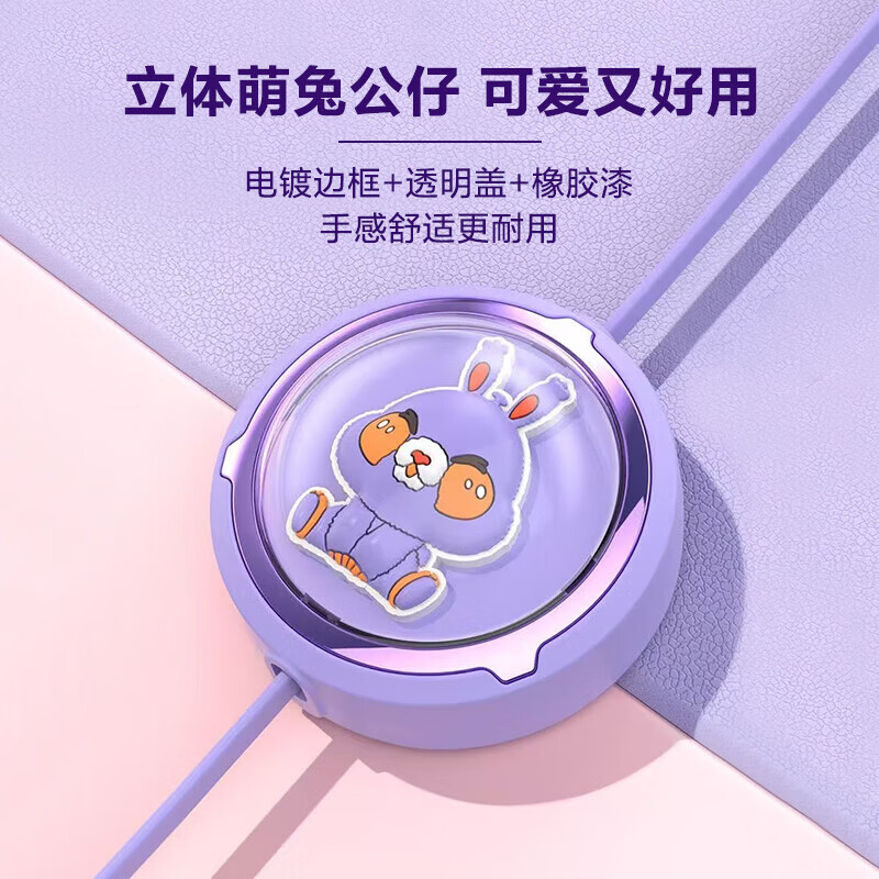 卡通太空航萌兔伸缩数据线三合一适用苹果安卓Type-C充电器线一拖三快充 白色