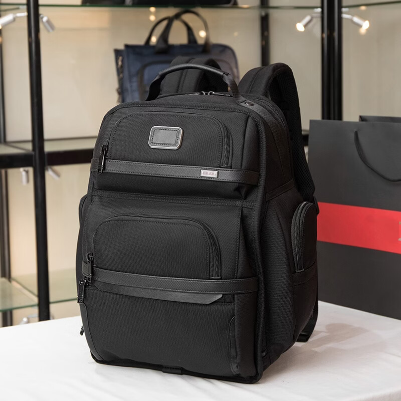 弹道尼龙男士双肩包经典多隔层大容量商务通勤旅行16寸电脑背包 580半开黑色 578灰色全开