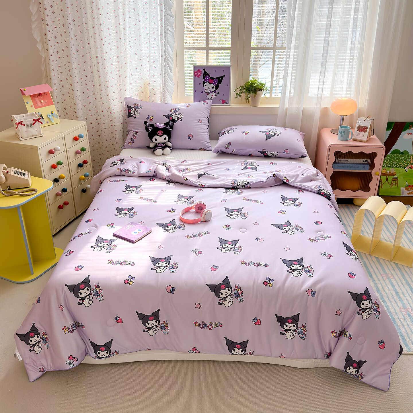 罗曼卡尼儿童针织棉夏凉被幼儿园夏季小被子卡通夏天可机洗宝宝空调 幻紫库洛米 150*200cm