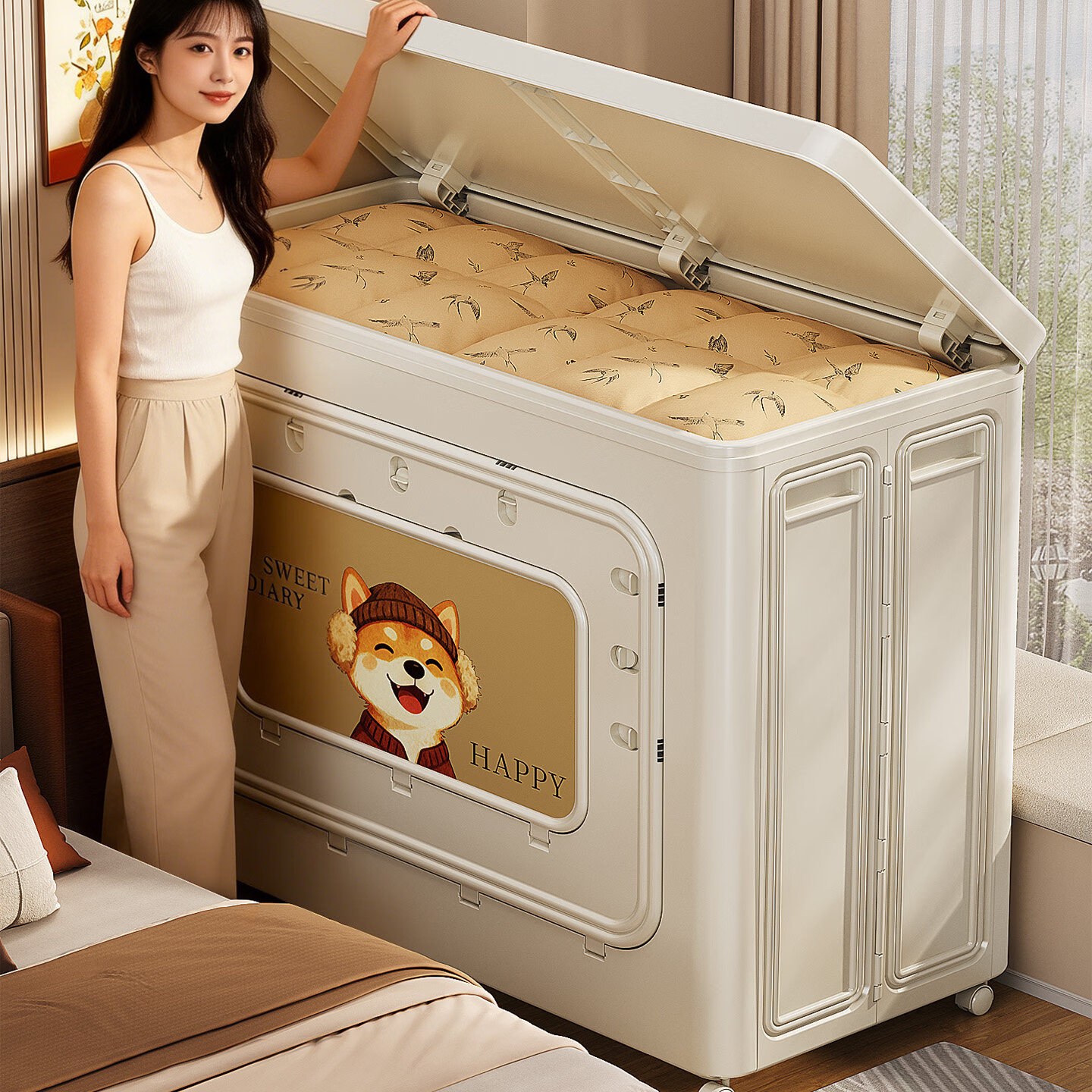 纳份爱衣服收纳箱家用超大容量可折叠翻盖整理箱换季被子衣物储物收纳柜 简约字母-小号 80L【1个装】翻盖设计/可折叠