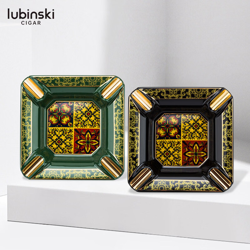 COLIBRI烟具店Lubinski鲁宾斯基雪茄烟灰缸 陶瓷彩绘四槽缸 绿色 京东折扣/优惠券