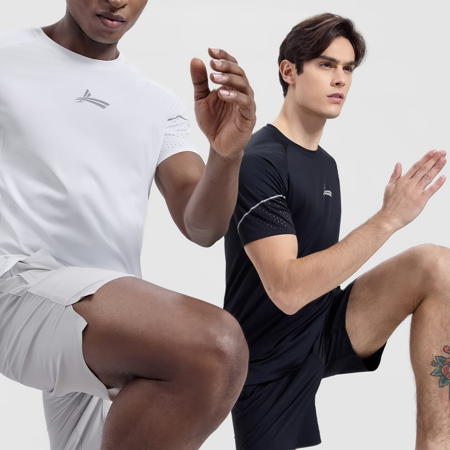 沃兰迪运动速干t恤新款夏季短袖半袖弹力吸湿排汗运动t恤男圆领跑步健身 米白 XL