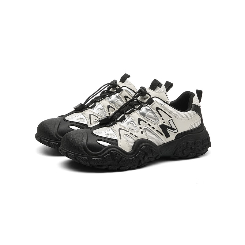 纽巴仑女鞋运动鞋男士同款跑步鞋爆款萌鞋百搭ins情侣鞋时尚潮鞋网面鞋 白黑 41