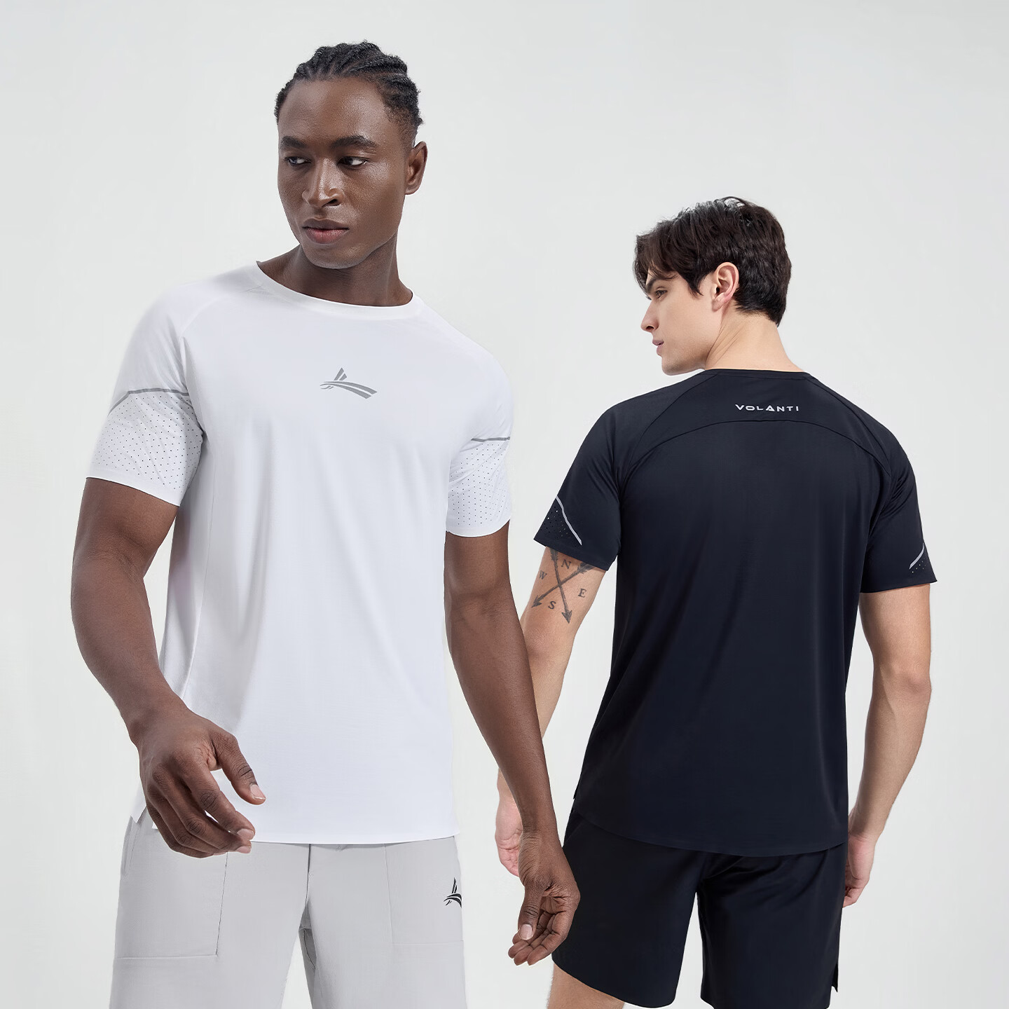 沃兰迪运动速干t恤新款夏季短袖半袖弹力吸湿排汗运动t恤男圆领跑步健身 米白 XL