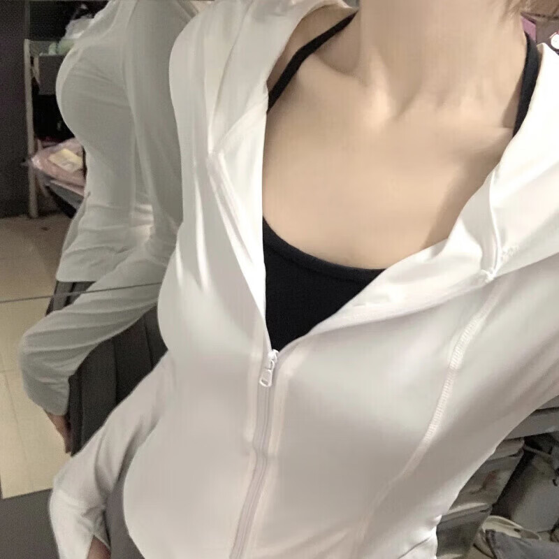 优U试衣间2026蕉木下夏季防晒衣衣服新款瑜伽冰丝防晒衣女夏修身 浅灰色(修身款) L (110-130斤)