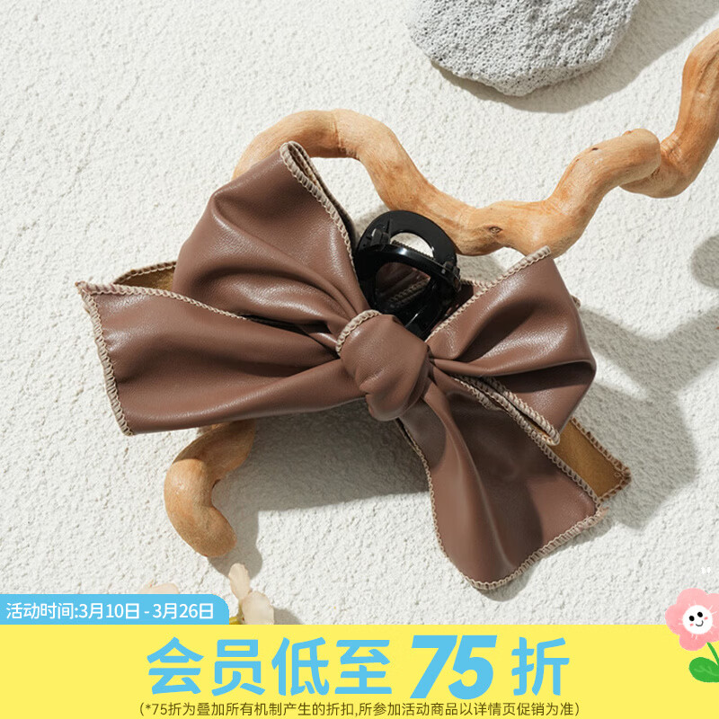 屈臣氏BEAUTYCRUSH抓夹 复古皮质蝴蝶结抓夹 1件