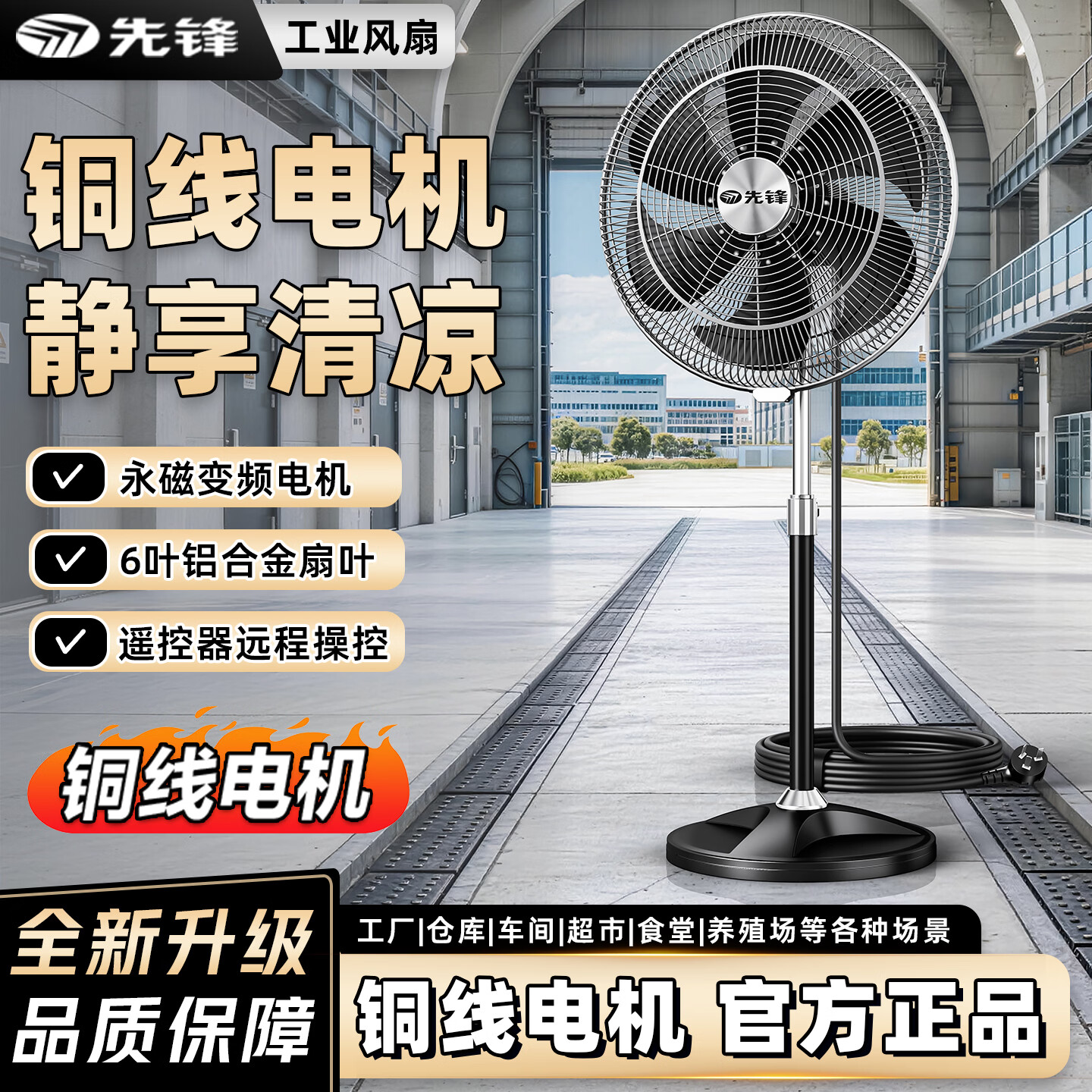 先锋(SINGFUN)电风扇大风力强力落地风扇家用摇头风扇工业风扇商用工业电风扇立式大风扇定时遥控落地扇 【20寸星灰】铜线+粗网加密+升降