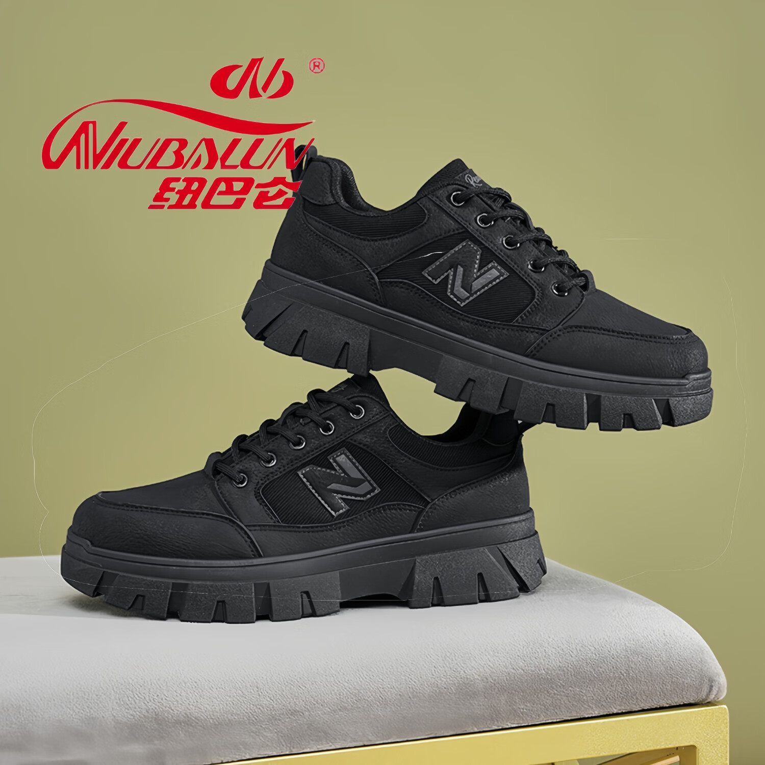 纽巴仑男鞋登山鞋春秋低帮户外鞋徒步登山防滑减震耐磨复古工装潮鞋 驼色 37