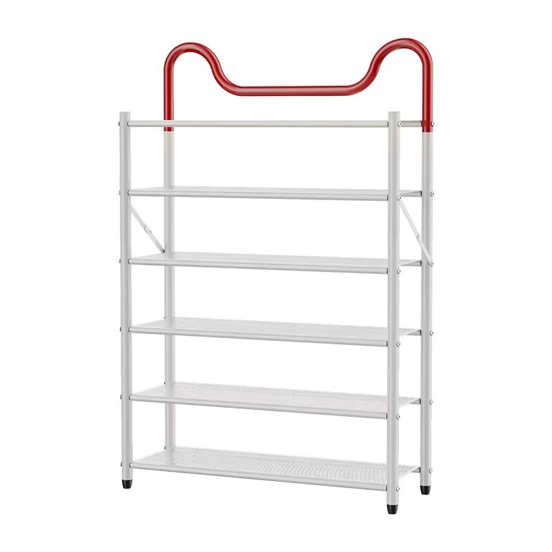 木樽入户门鞋架多层家用门口小窄省空间简易鞋柜宿舍出租房鞋子收纳架 三层50cm白 免安装可折叠