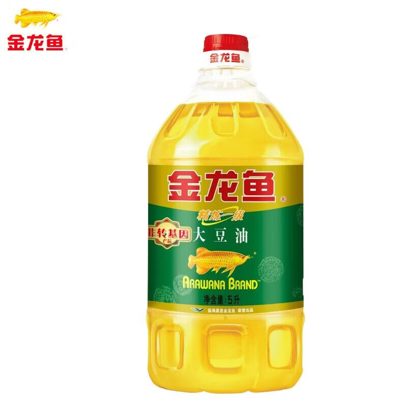 金龙鱼食用油非转基因浸出精炼一级大豆油5L 5L*1桶
