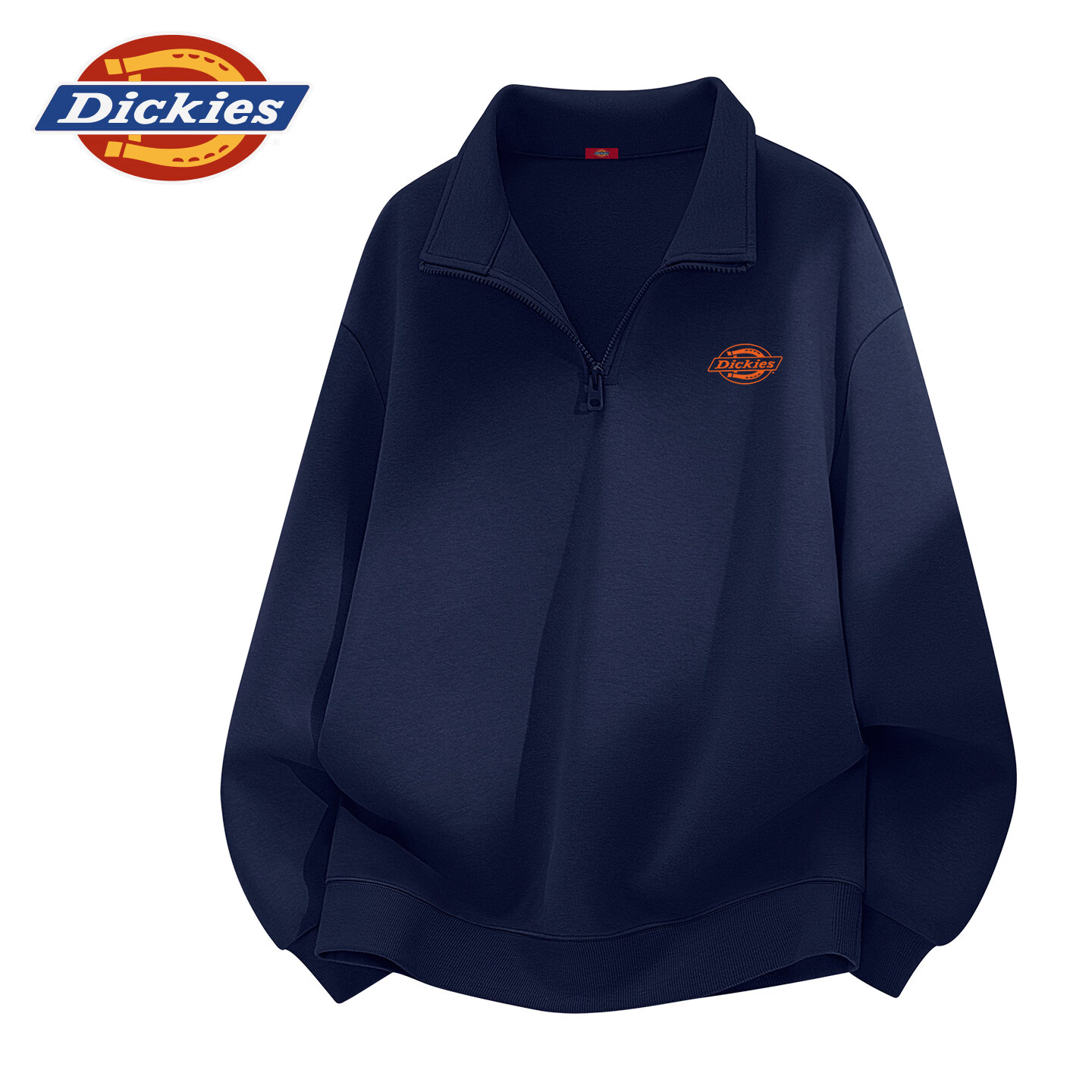 Dickies男士立领半拉链卫衣2026春季新款外套宽松休闲春装上衣潮 灰豆绿(ks马刺工人胸标) 4XL