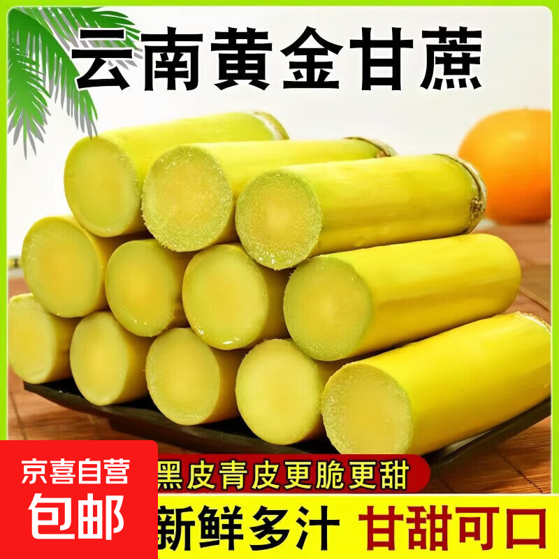 云南黄金甘蔗爆甜新鲜脆甜多汁中段长节产地直发爆甜 带箱3斤新鲜黄金甘蔗净重2.8斤