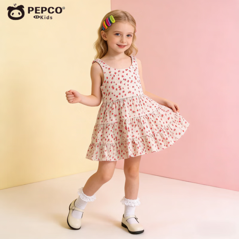 С�����ɣ�PEPCO��Ůͯ����ȹ�����ļ��¿��ȹ�ȼٷ纫���ͯ��������黨����ȹ ���ȹ-�۷绨 80 (��������66-73cm) 28.9Ԫ
