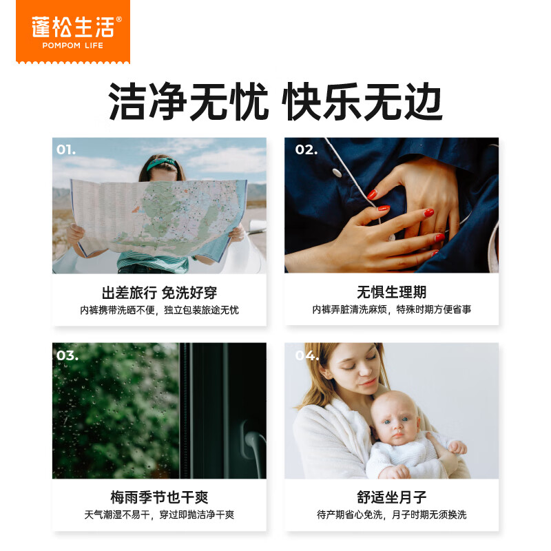 蓬松生活100%全棉一次性内裤 产妇坐月子旅行无菌免洗内裤白色灭菌女士 【女士】XXXL码  5条装* 2盒（共10条）