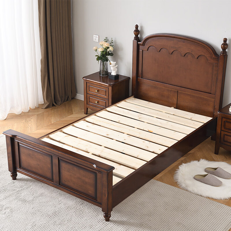 全实木儿童床1.2米现代简约小户型男孩女孩床卧室 床+冰丝棕垫10cm 1200mm*2000mm_框架结构