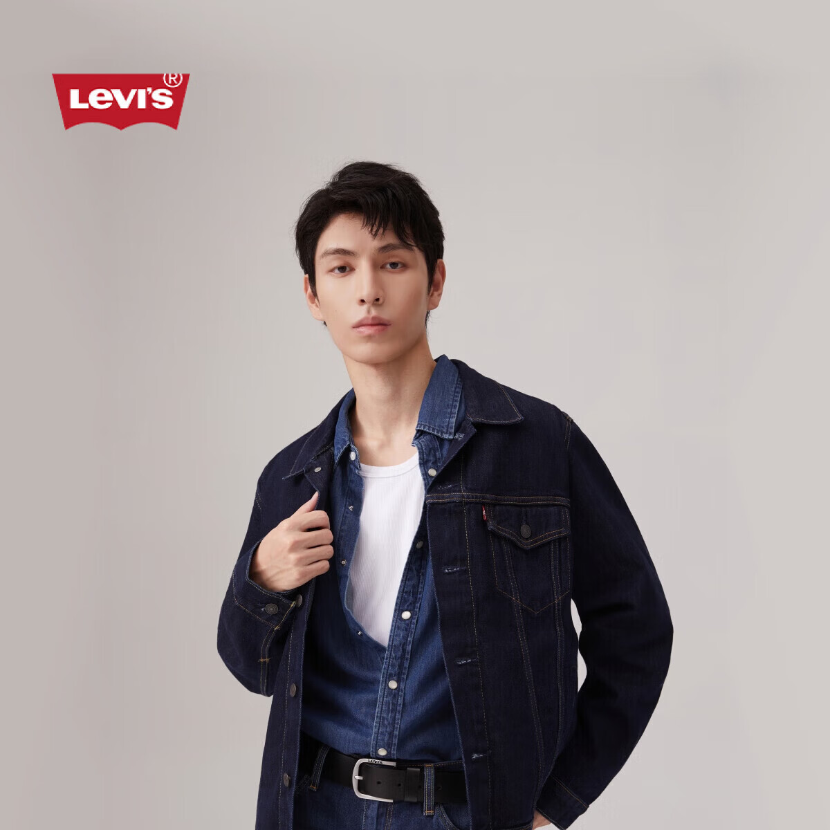 Levi's李维斯情侣同款美式经典复古休闲时尚潮牌修身牛仔夹克外套 深蓝色 72334-0134 S