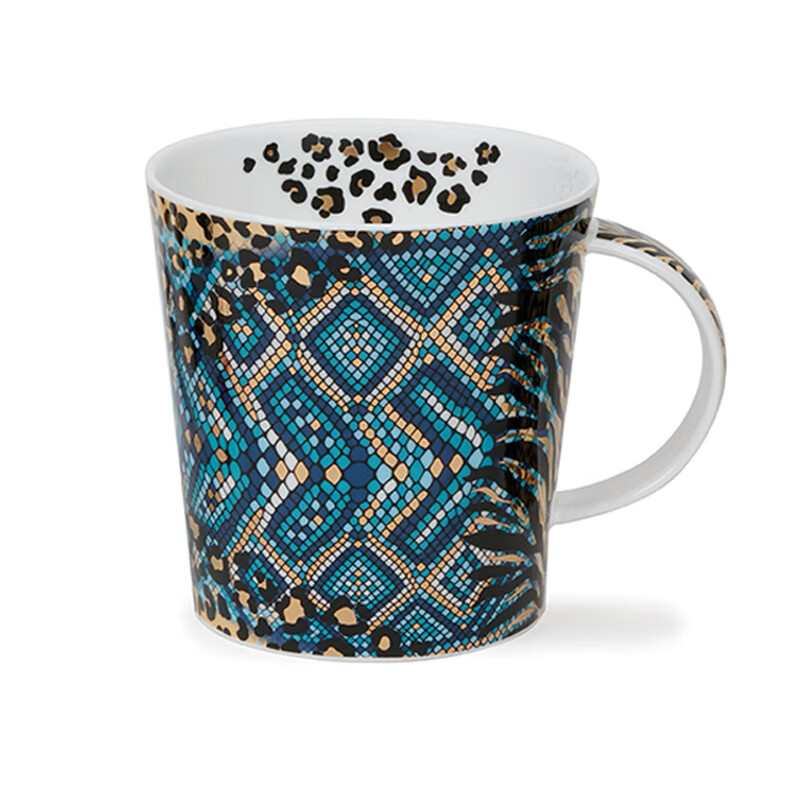 丹侬（DUNOON）英国骨瓷马克杯大容量咖啡杯 鎏金兽纹几何杯子 22k金装饰礼盒装 蓝色(22K金)(480ml)