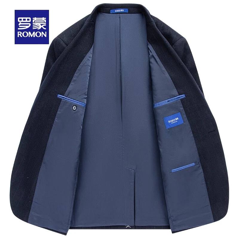 罗蒙休闲小西装男商务修身单西上衣中青年男士西服职业上班外套男正装 藏青色 52 185/100A 【建议160-175斤】