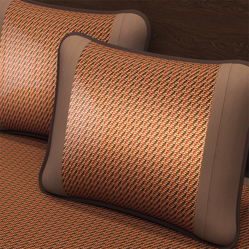 雅鹿藤席夏季冰丝席套件夏天家用双人床软席宿舍凉席双面凉席c 古风-黑咖 180*200cm（三件套）