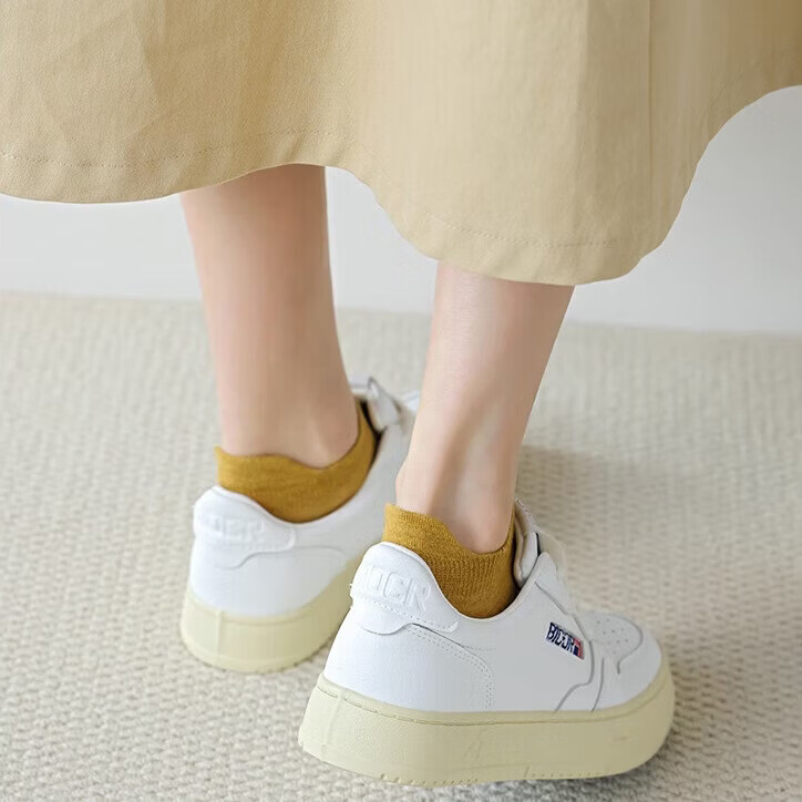 顶瓜瓜春夏季网眼薄款女袜子舒适透气隐形袜时尚百搭抗菌防臭耐磨船袜女 白色2+金黄2+粉色2+米色2+卡其2 10双装 均码