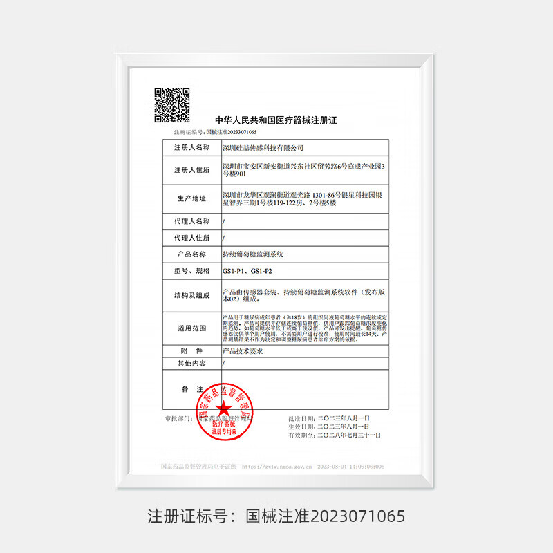 硅基动感 硅基轻享动态血糖仪分体式免扎手指可复用24小时监测仪器GS1-P2 10盒探头【监测140天】