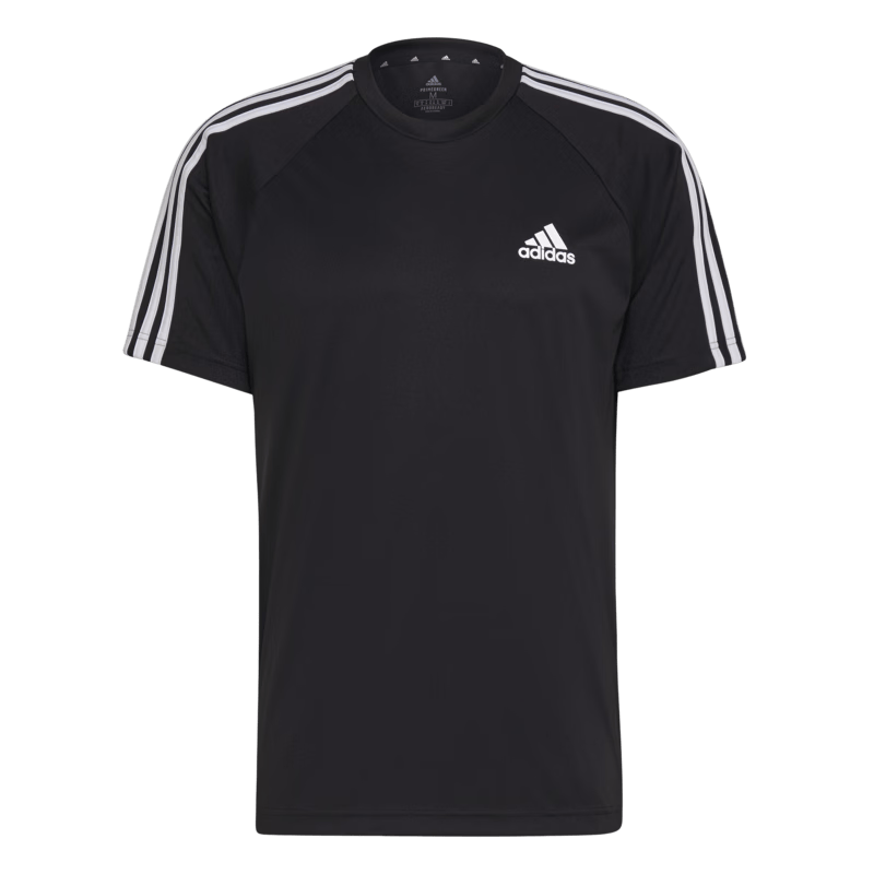 adidas三条纹舒适圆领休闲短袖T恤男夏季新款阿迪达斯官方轻运动   黑色   M