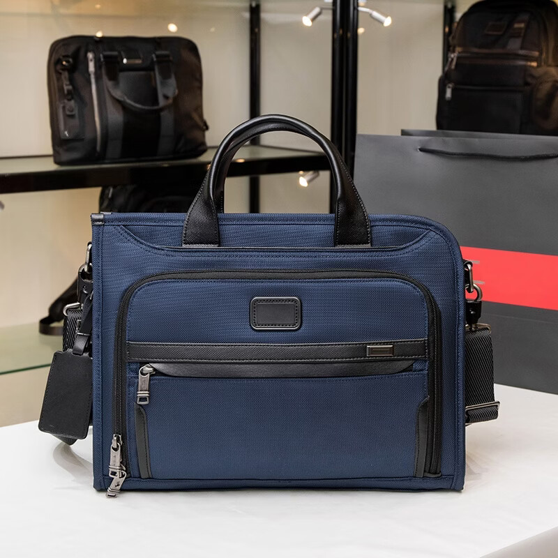 弹道尼龙男士公文包简约大容量商务出差通勤单肩斜手提电脑包 黑色 2603110蓝色