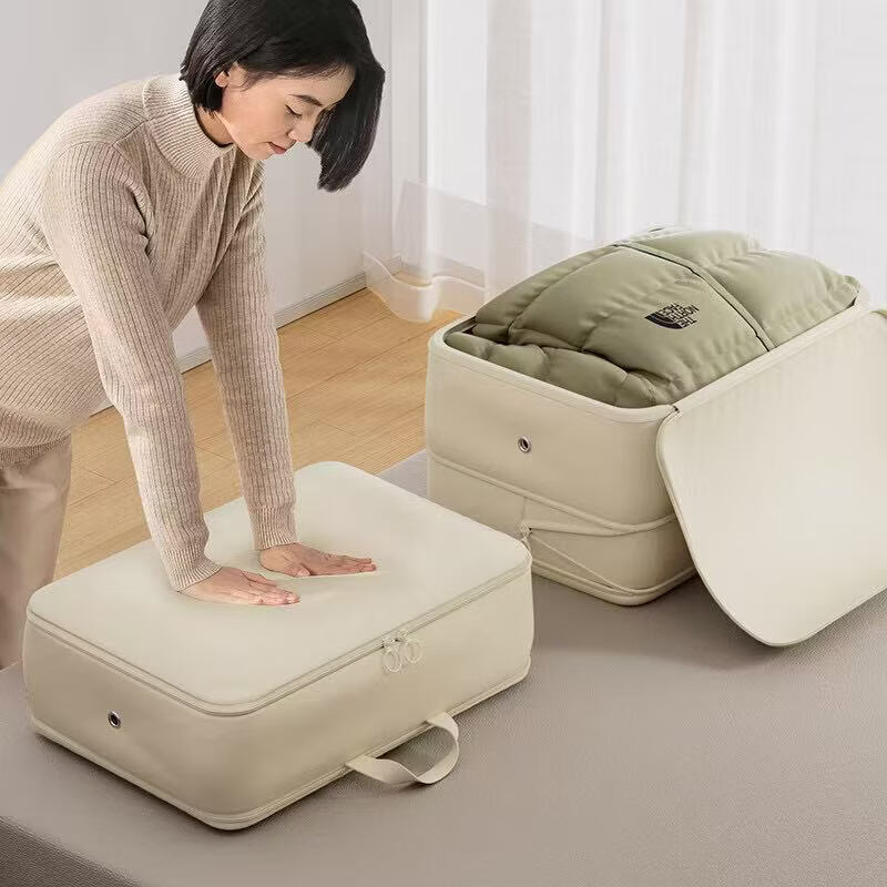 收纳箱家用衣物整理神器 米色 大号【40*30*18】超大号【54*42*50】 【超大号1个】适合装被子+【大号2个】适合外套羽绒服