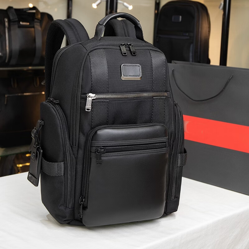 弹道尼龙双肩包男士商务通勤出差旅行大容量16寸防水电脑背包 黑色 232389黑色