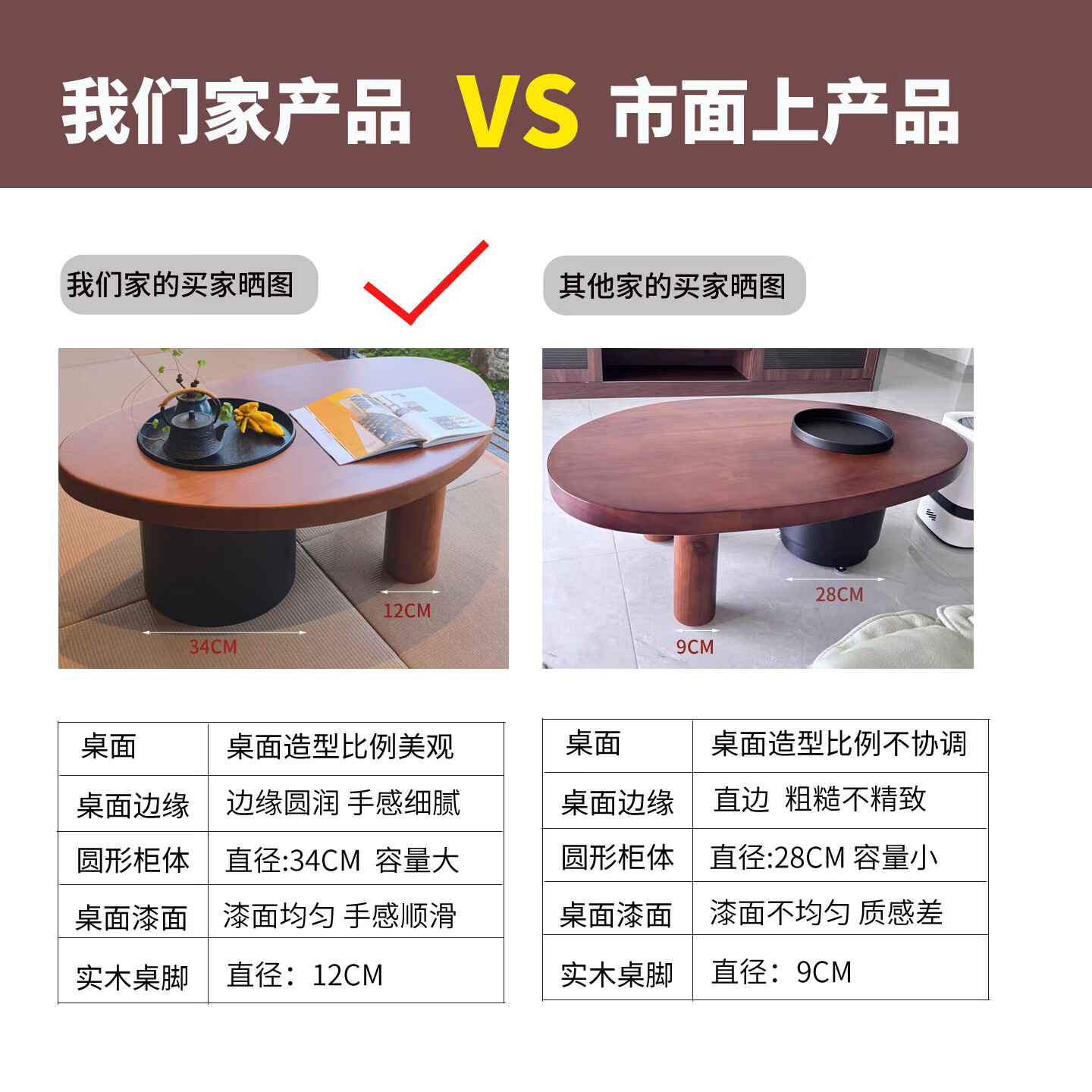 构形中古风实木茶几客厅家用高端大气茶几侘寂风小户型可收纳茶几原木 松木【中古色】8CM厚:100*60*34